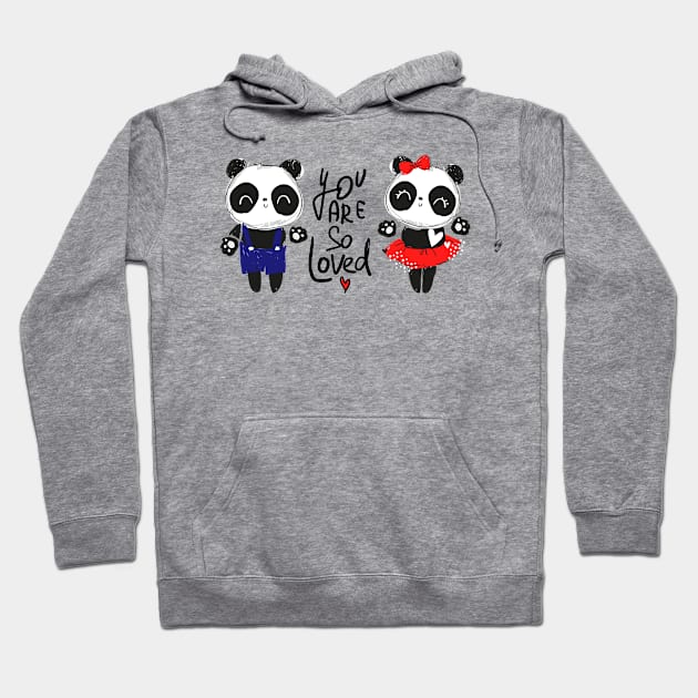 Panda Couple Loved Hoodie by Mako Design 